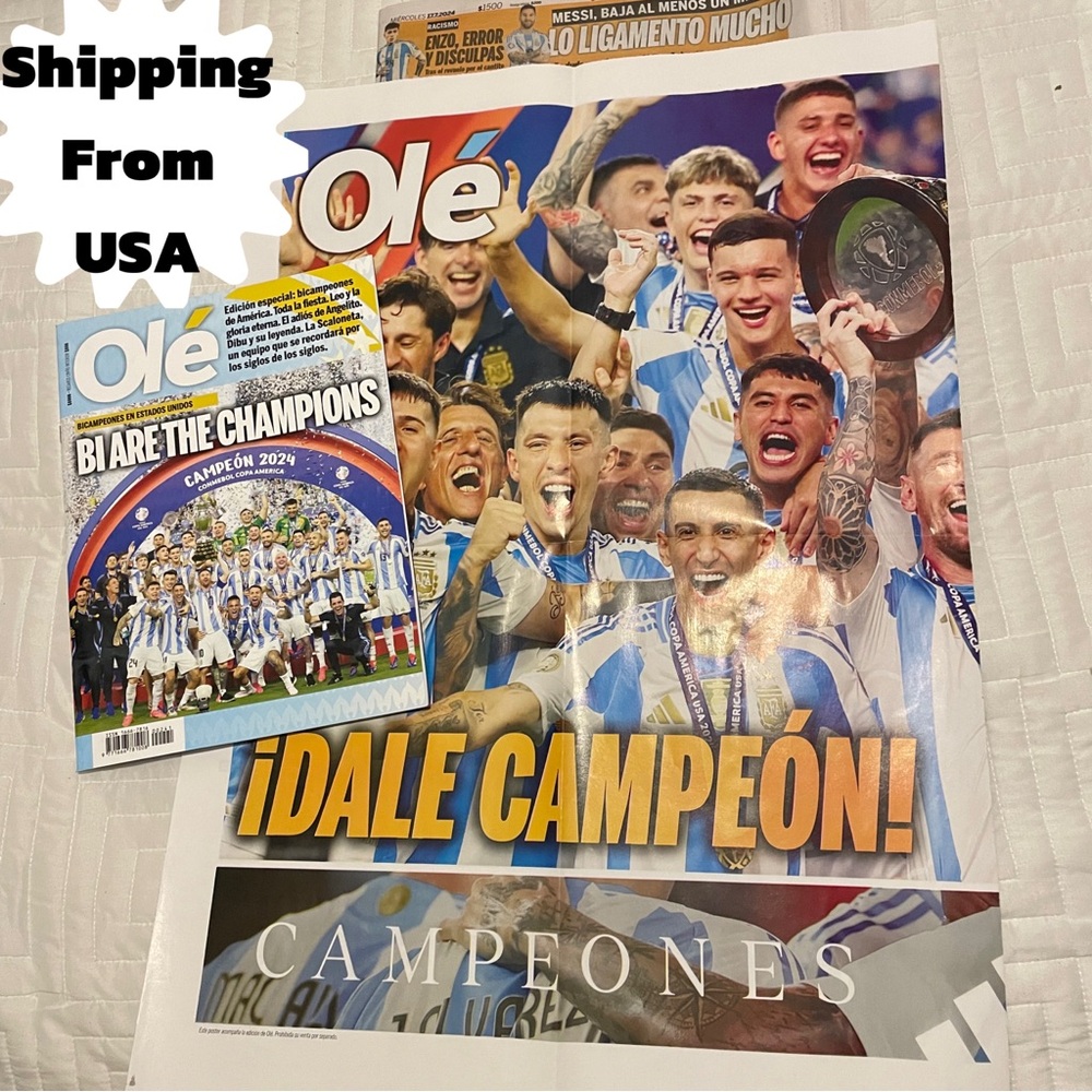 Argentina Bi Champion Copa América 2024 USA magazine, poster and newspaper Ole